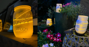 Photo: Creating Lighted Mason Jars with Rubber Bands